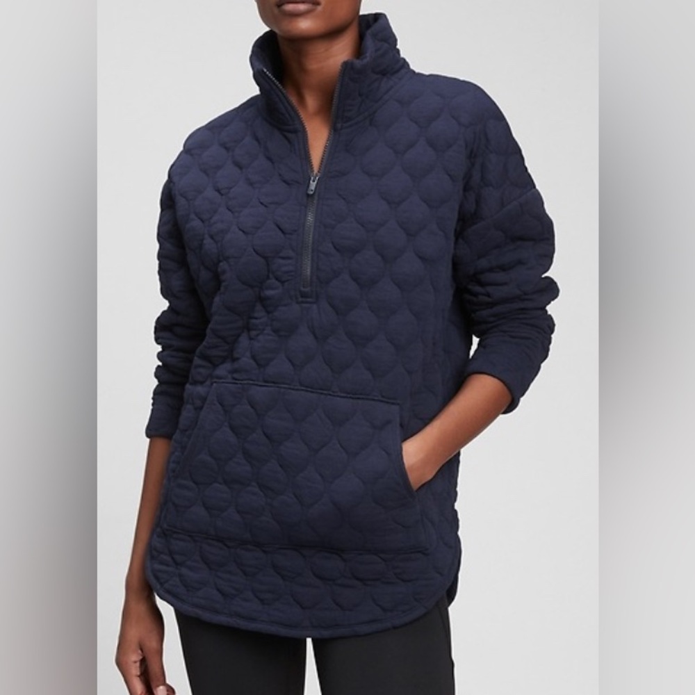 Gap-  New- Fit Jacquard Half-Zip Jacket in Navy Blue